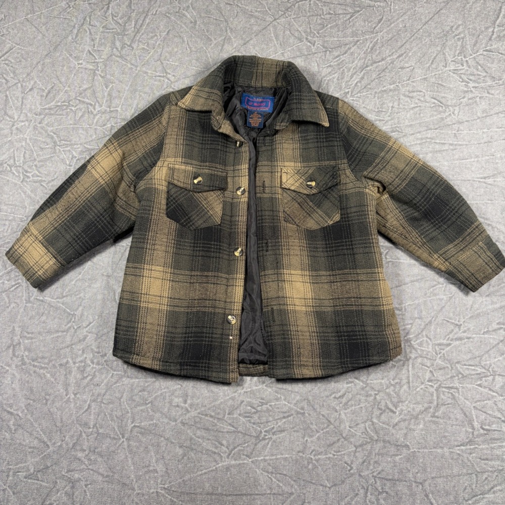 Lil' Hickory Shirt Jacket Kids 3T Brown Plaid Flannel Quilted Lined Shacket Coat